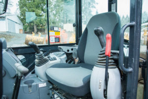 inner cab of a heavy machine